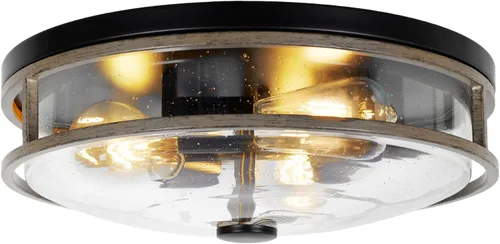 Vista 14 de Lámpara de techo cerca de techo, lámpara de techo empotrada con pantalla de vidrio esmerilado, lámpara de techo moderna de campo negro y blanco