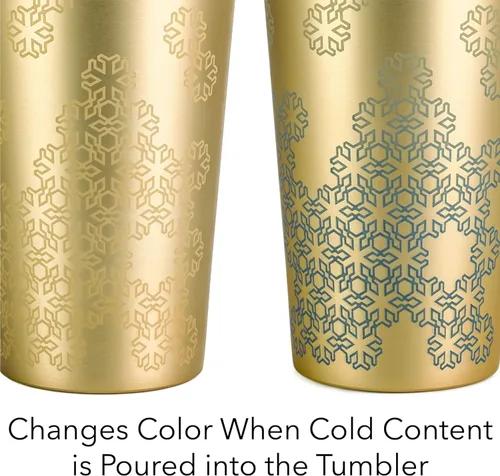 Vista 3 de Arora Vasos de aluminio para bebidas, vaso dorado de metal que cambia de color, taza de aluminio de 20 onzas, juego de 6