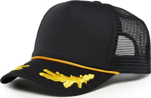 Vista 81 de Funky Junque Sombrero de camionero ligero Snapback de espuma de malla en Negro/Negro