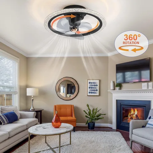 Vista 3 de REDSTAR Ventiladores de techo de 20 pulgadas con luces, luz de techo LED regulable con ventilador de techo oscilante de 360, control remoto