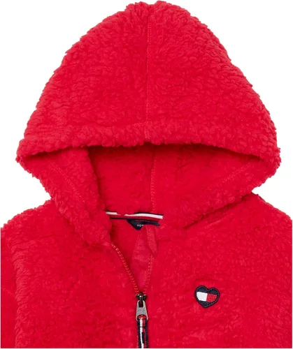 Vista 2 de Tommy Hilfiger Girl's Logo Sweatshirt, Fleece Hoodie With Full-zip Front & Pockets