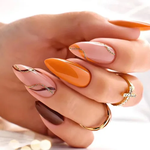 Vista 7 de Uñas postizas medianas de almendra a presión con punta ovalada, uñas postizas acrílicas artificiales con diseño de flores, cobertura completa