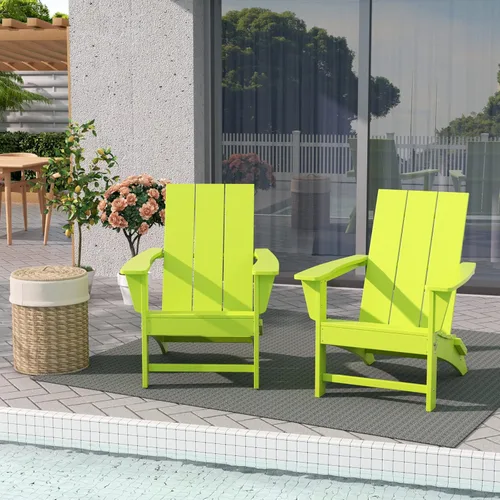 Vista 2 de WestinTrends Ashore - Juego de 2 sillas Adirondack para todo tipo de clima, sillas de patio al aire libre de madera de polietileno, modernas sillas