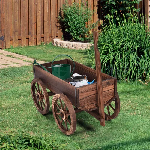 Vista 5 de Moccha - Carro de madera con 4 ruedas para maceta de flores y flores, para el hogar, jardín, interior y exterior