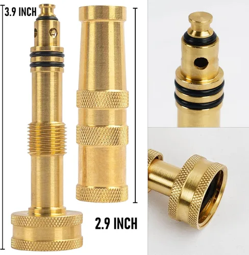 Vista 2 de Hourleey Boquilla de Manguera Giratoria Ajustable, Boquilla de Manguera GHT de Latón de Servicio Pesado de 4" 3/4" con 2 Arandelas de Goma