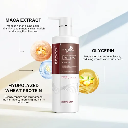 Vista 2 de Karseell Champú de Aceite de Argán Extracto Hidratante Reparación Profunda Champú Liso para Cabello Seco y Dañado 16.9Oz 500ml