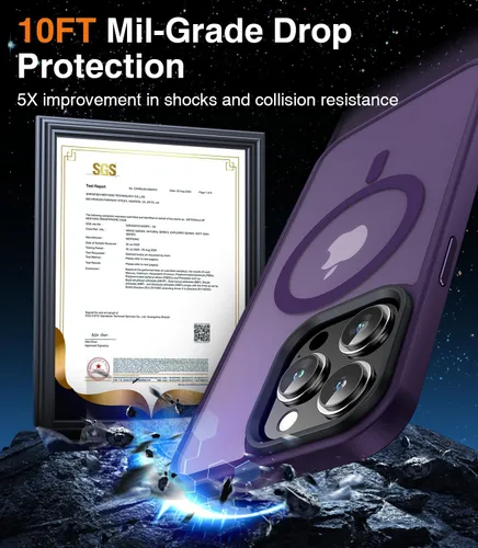 Vista 5 de Meifigno Magic Mag Series - Funda para iPhone 15 Pro Max, protección de grado militar y compatible con MagSafe, parte trasera mate translúcida