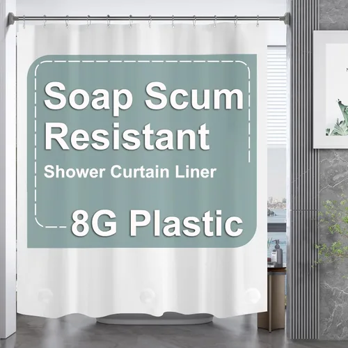 Vista 31 de AmazerBath Cortina de ducha larga de 36 x 84 pulgadas, cortina de ducha transparente de PEVA grueso resistente, cortina estrecha con 2 piedras