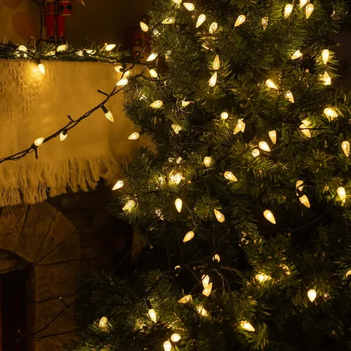 Vista 3 de Dazzle Bright C6 - Tira de luces de Navidad, 200 luces LED de 66 pies, impermeables, conectables con temporizador, 8 modos de luces de Navidad