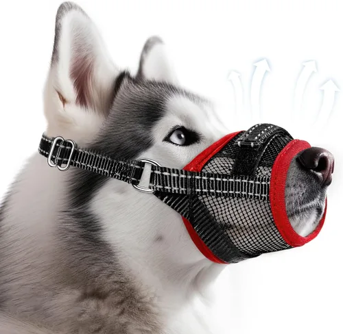 Vista 9 de SlowTon Bozal para perros – Protector bucal de malla suave para perros pequeños, medianos y grandes, Chihuahua, Husky Labrador Retriever, bucle