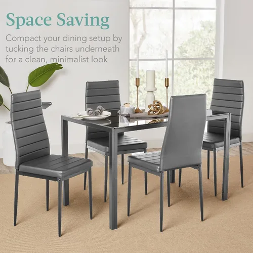 Vista 6 de Best Choice Products Juego de comedor de 5 piezas de vidrio, muebles modernos de mesa de cocina para comedor, dinette, ahorro de espacio compacto