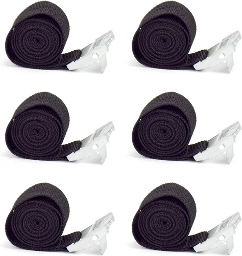 Correa de amarre reutilizable de 2 pies x 1 pulgada, hebilla de leva ajustable, correas de amarre para bicicleta, kayak, equipaje, rieles de techo,