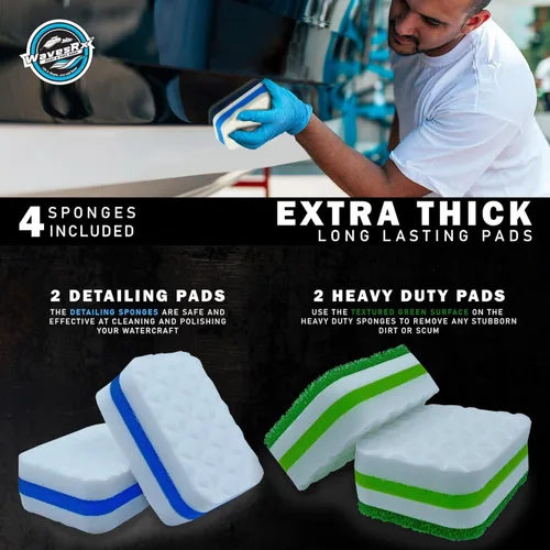 Vista 5 de WAVESRX Marine Scuff and Dirt Eraser Sponges for Boats, Jet Ski & PWC Magic Cleaning Pads Effortlessly Remove Deck Marks, Scratches, Black Streaks