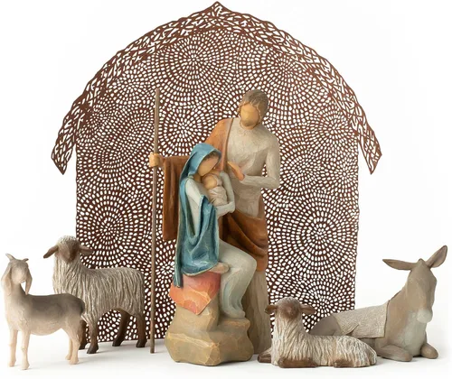 Willow Tree The Holy Family - Juego completo de pesebre de 6 piezas en pequeña escala