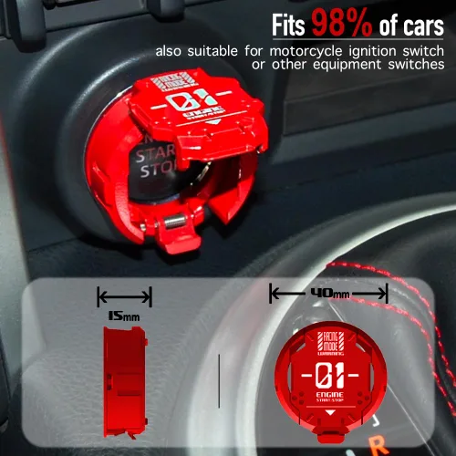 Vista 4 de 𝙊𝙧𝙞𝙜𝙞𝙣𝙖𝙡 Cubierta del Botón de Arranque por Presión, Cubierta Protectora de Metal Mecha para Botón de Arranque y Parada del Motor del Automóvil
