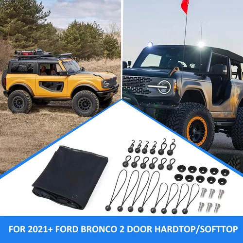 Vista 6 de Parasol Compatible con Ford Bronco 2021 2022 2023 2024 2025 Nuevo Ford Bronco de 2 Puertas Parasol Bikini Top Techo Bimini Red de Malla Suave