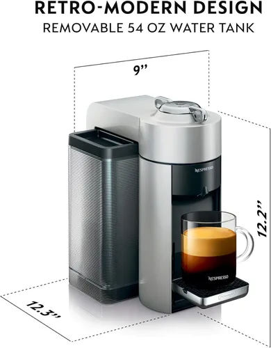 Vista 2 de Nespresso Vertuo - Cafetera de café y espresso de De'Longhi, 1597 mililitros, color plateado