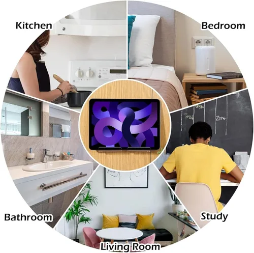 Vista 4 de Tablet Wall Mount Holder Acrylic Cellphone Stand - Phone Wall Holder,for Home Office Restaurant Teachers Chefs Gym Kitchen Retail Store Hotel