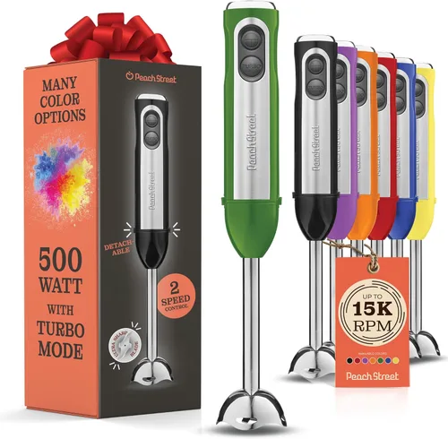 Vista 14 de Set de licuadora de inmersión multiusos, batidora de mano con potente motor de cobre de 800W, alta velocidad, modo Turbo, batidora de mano de 3 en 1