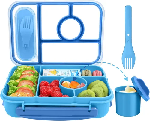 Lonchera para niños, caja Bento para adultos, recipientes de almuerzo para adultos/niños/niños pequeños, lonchera Bento de 5 compartimentos con