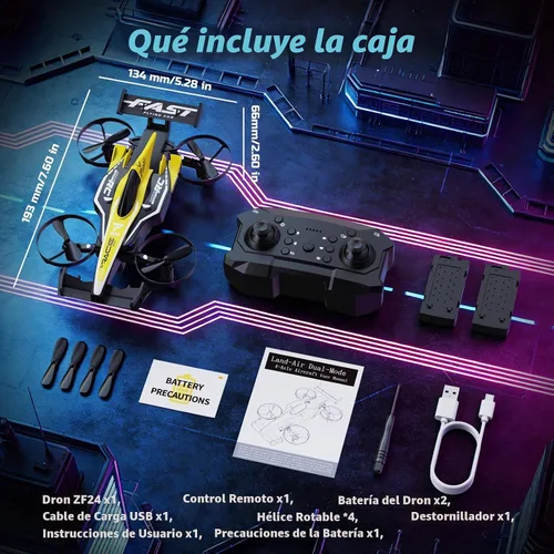 Vista 10 de DEERC HT35 Mini dron 2 en 1 para niños Auto de control remoto, giros de 360°, vuelo circular, despegue/aterrizaje con una tecla, modo sin cabeza