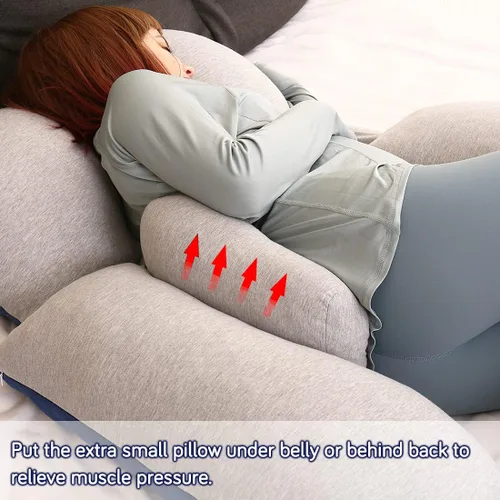 Vista 5 de MOON PINE Almohada de embarazo de 60 pulgadas, almohada desmontable en forma de U de cuerpo completo para apoyo de maternidad, almohada de dormir
