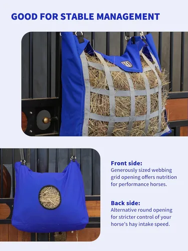 Vista 3 de Harrison Howard Bolsa de heno duradera para caballos de alta calidad, bolsa de heno de alimentación lenta de tela impermeable, bolsa de caballo