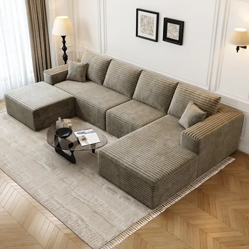 Vista 13 de Sofá seccional modular Cloud de 107.5 pulgadas con 1 otomana, sofás tapizados modernos minimalistas, cómodo sofá en forma de U para sala de estar