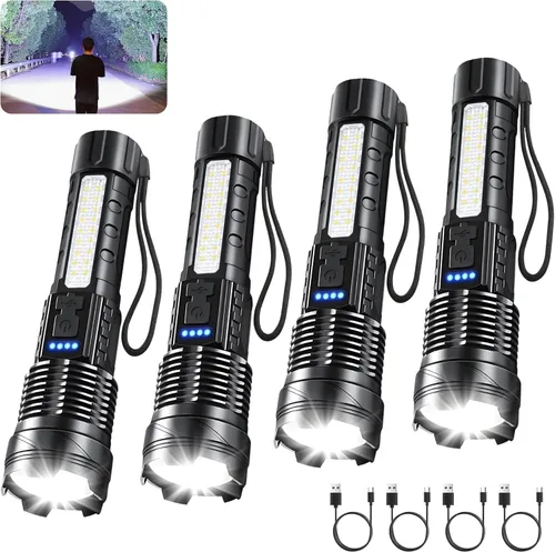 Vista 8 de Linternas Recargables de Alto Lumen, Linterna Recargable de 7 Modos, Linterna LED Súper Brillante con Luz Táctica Ajustable, Linterna de Mano