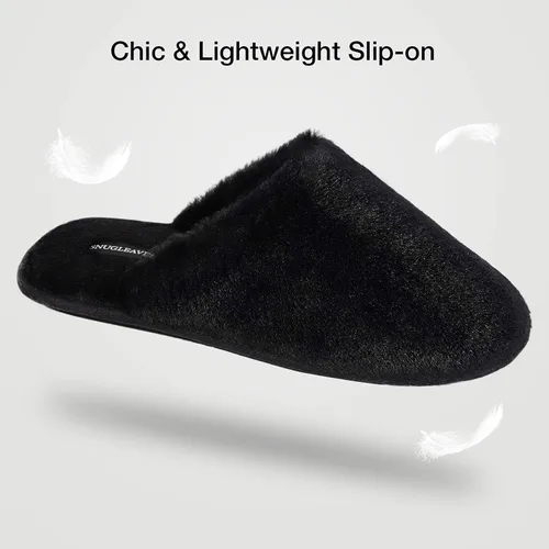 Vista 3 de Snug Leaves - Pantuflas de piel sintética con forro de espuma viscoelástica, para mujer