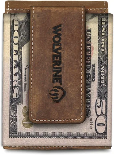 Vista 3 de WOLVERINE Men's Slim Wallet Card Case Money Clip RFID Protection ID Window Rugged Leather Canvas