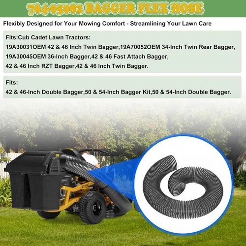 Vista 5 de 764-05082 Bagger Flex Hose para MTD CUB CADET cortacésped de montar 36" 42" 46" 50" 54" Kit de ensacadora doble rápida trasera 76405082