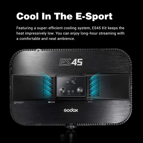 Vista 6 de Godox Luz clave ES45, luz de video LED con soporte de escritorio extensible, control inalámbrico de 2.4G, 0-100% de brillo y temperatura
