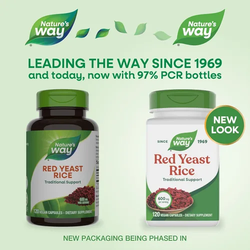 Vista 2 de Nature's Way Arroz de levadura roja, soporte tradicional*, 120 cápsulas veganas