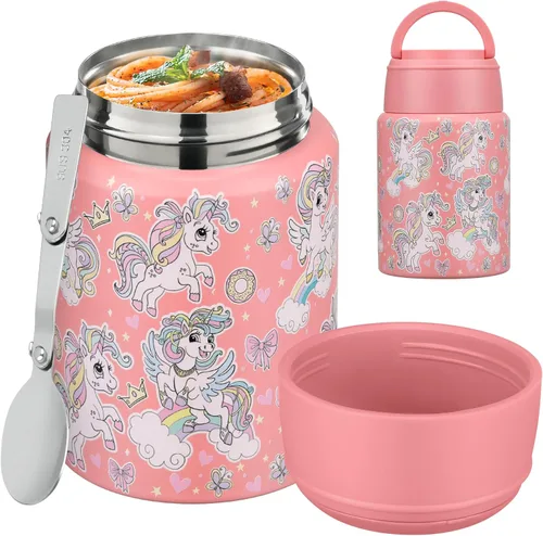 Vista 25 de Termo de sopa para comida caliente para niños, tarro de comida aislado de 16 onzas, contenedor térmico a prueba de fugas para niños, lonchera