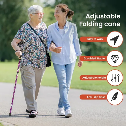 Vista 6 de Bastón para caminar, altura ajustable de 36 pulgadas, bastón de aluminio con mango de ABS, ligero para hombres y mujeres