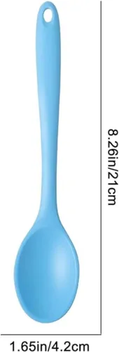 Vista 2 de Juego de 4 cucharas pequeñas de silicona para comer, juego de cucharas de mezcla antiadherentes, resistentes al calor, cucharas de servir, revolver