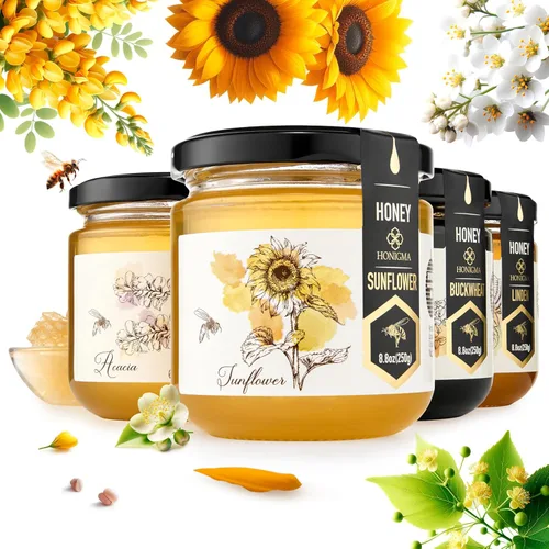 Vista 20 de HONIGMA® Miel de Acacia Marma Miel Cruda Auténtica de Ucrania 100% Pura y Sin Pasteurizar 1000g/35.2oz Puede Llegar Parcialmente