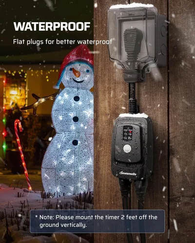 Vista 4 de DEWENWILS Temporizador de sensor de luz para exteriores, impermeable, interruptor de temporizador enchufable, control remoto de rango de 100 pies