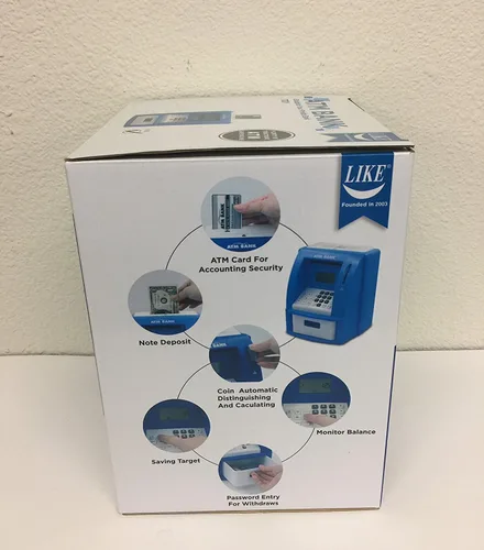 Vista 3 de LIKE Teller ATM Bank juguete perfecto para inculcar hábitos de ahorro Azul