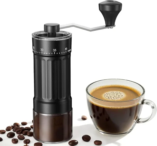 Vista 11 de Primer molinillo de café manual de gran capacidad de 60g del mundo, molinillo de café portátil de mano con 40 configuraciones ajustables, molinillo