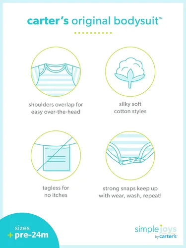 Vista 4 de Simple Joys by Carters Body unisex de manga corta para bebés paquete de 8