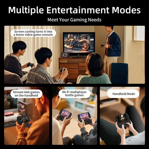 Vista 3 de RG Slide - Consola de juegos de mano retro, pantalla LTPS de 4.7 pulgadas, joystick capacitivo Android 13, soporte de sistema AI Assistant 5G, WiFi