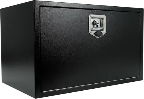 Vista 8 de 24"X18"X18" Black Steel Truck Underbody Flatbox Pickup Tool Box RV ATV Trailer Storage Tools with T-Handle Latch, Job Tool Chest