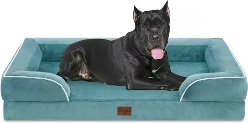 Vista 427 de Comfort Expression Cama ortopédica para perros extra grandes de 45 x 35 pulgadas, cama para mascotas XL de espuma tipo caja de huevos impermeable