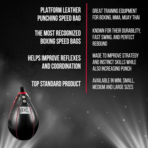 Vista 3 de CLETO REYES Plataforma de cuero de perforación bolsa de velocidad para boxeo, MMA, Muay Thai, equipo de entrenamiento
