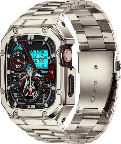 Vista 11 de BAITEYOU Correa con Funda Compatible con Apple Watch Series 6 5 4 SE 3 2 1 44mm 42mm, Correa de Nylon con Funda Resistente de Acero Inoxidable