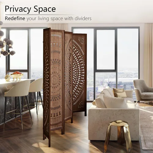 Vista 32 de Panel divisor de habitación de 4 paneles, pared divisora de habitación de 5.6 pies de alto y pantalla de privacidad plegable, panel divisor de pared