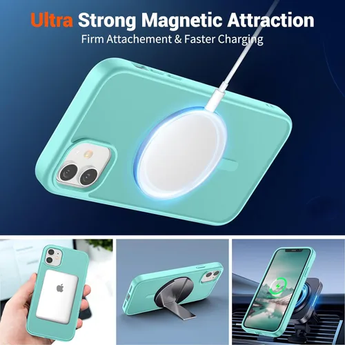 Vista 1197 de SUPFINE - Funda magnética para iPhone 13 Pro Max (compatible con MagSafe), (protección contra caídas de grado militar de 10 pies), delgada, Negro