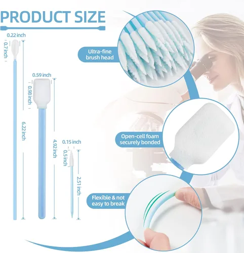 Vista 2 de Kit de hisopos de limpieza de espuma multiusos – Esponja de esponja sin pelusa para cámara, pistola, impresora de inyección de tinta, lente óptica
